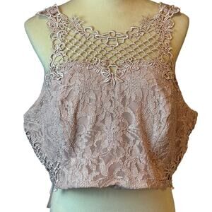 City Studio Pink Lace Glitter Halter Top Dressy Formal Wear 20 W